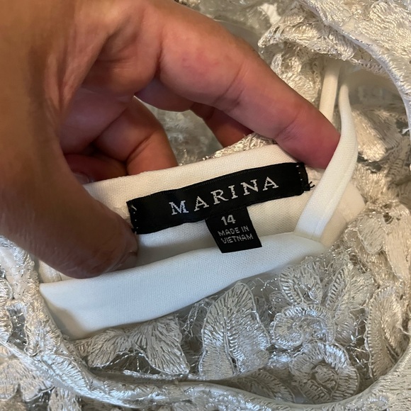 Marina lace dress Nordstrom slip cap sleeve white nwt 14 juniors new - Picture 4 of 5